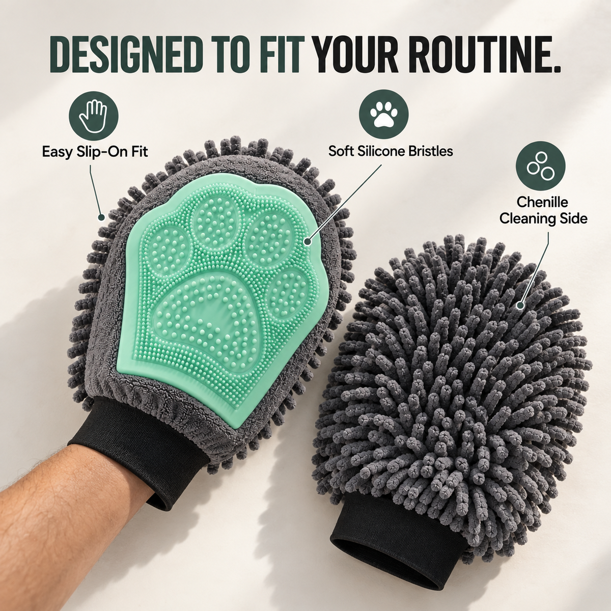 2-in-1 Dog Grooming & Bath Mitt